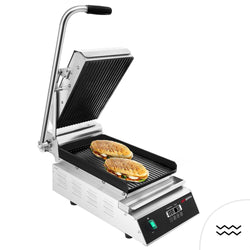 Kontaktigrilli / paninigrilli - 2,8 kW - digitaalinen - levyt: ylä- ja alalevy uritettu - Paistoala: 223x380 mm