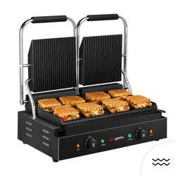 Kontaktigrilli / paninigrilli - 3,6 kW - Uritettu ylä- ja alapuoli - Grillipinta: 485x235mm