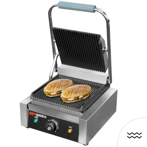 Kontaktigrilli / paninigrilli - 2,2 kW - levyt: ylä- ja alalevy uritettu - Paistoala: 230x230 mm