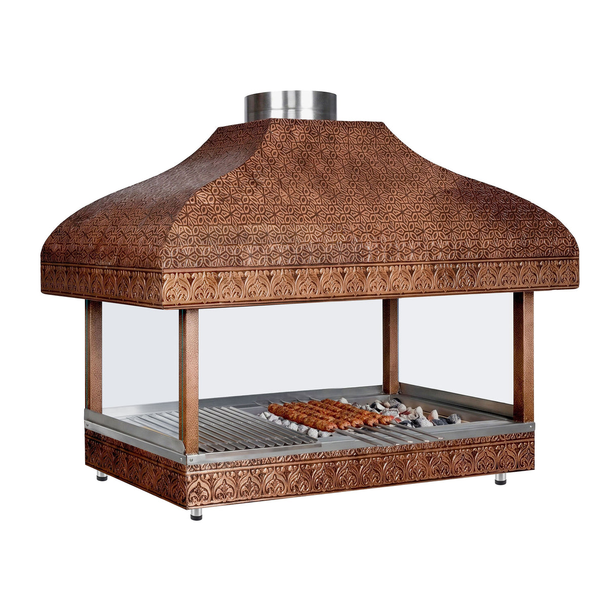 Hiiligrilli | Kuparigrilli - 1 500 mm - suojalasi - 1 grilliritilä - Grilliritilä: 1 300x500 mm - kupari