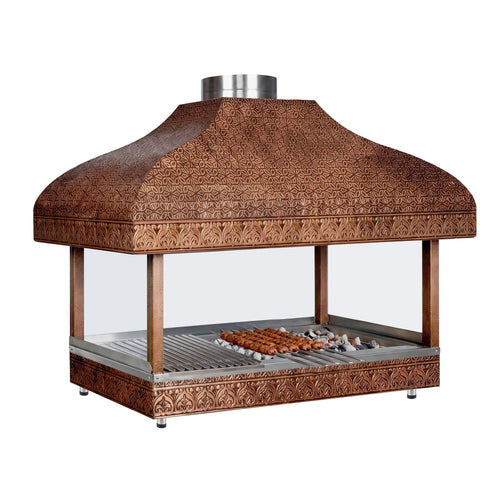 Hiiligrilli | Kuparigrilli - 1 500 mm - suojalasi - 1 grilliritilä - Grilliritilä: 1 300x500 mm - kupari