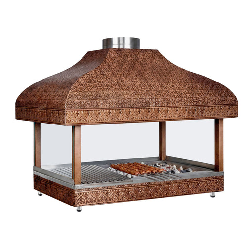 Hiiligrilli Kuparigrilli - 2 000 mm - suojalasi - 1 grilliritilä - Grilliritilä: 1 800x500 mm - Kuparipinnoite