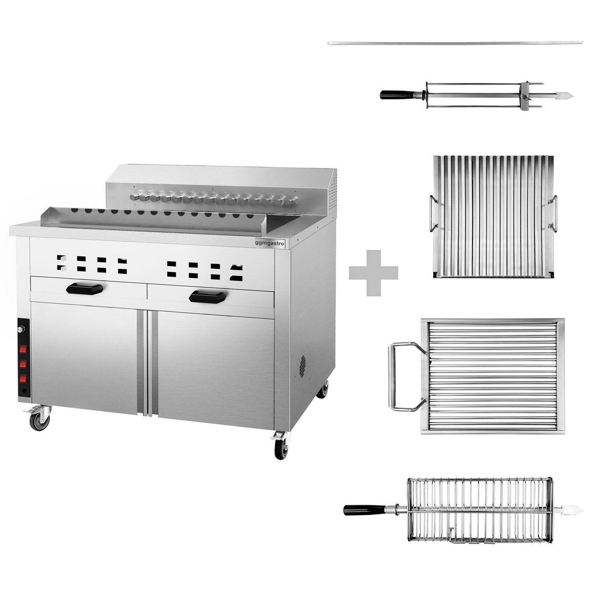 Hiiligrilli - Adana- ja shish-kebabille - 1 120 mm - Ruostumaton teräs