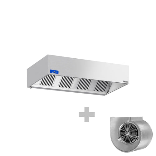 Commercial Wall-Mounted Extractor Hood  with Motor  – 2000mm – with Speed Controller, Baffle Filters & Lighting