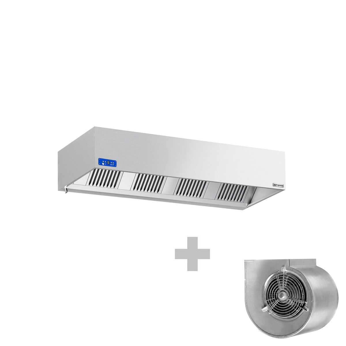 Commercial Wall-Mounted Extractor Hood  with Motor - 2400mm - with Speed Controller, Baffle Filters & Lighting