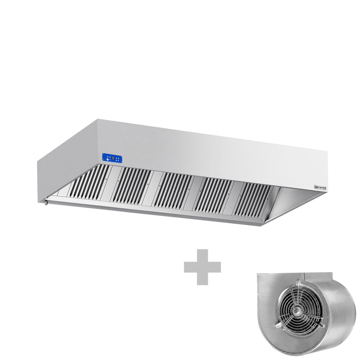 Commercial Wall-Mounted Extractor Hood  with Motor - 2600mm - with Speed Controller, Baffle Filters & Lighting