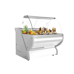 Kylmätiski - 990x1150 mm - 250 l - Väri valkoinen - etulasi Kaareva - musta graniittitaso