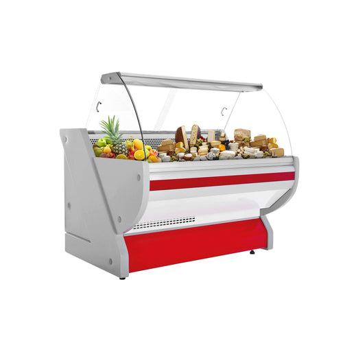 Kylmätiski - 1525x1150 mm - 300 l - Väri punainen - etulasi Kaareva - graniittitaso