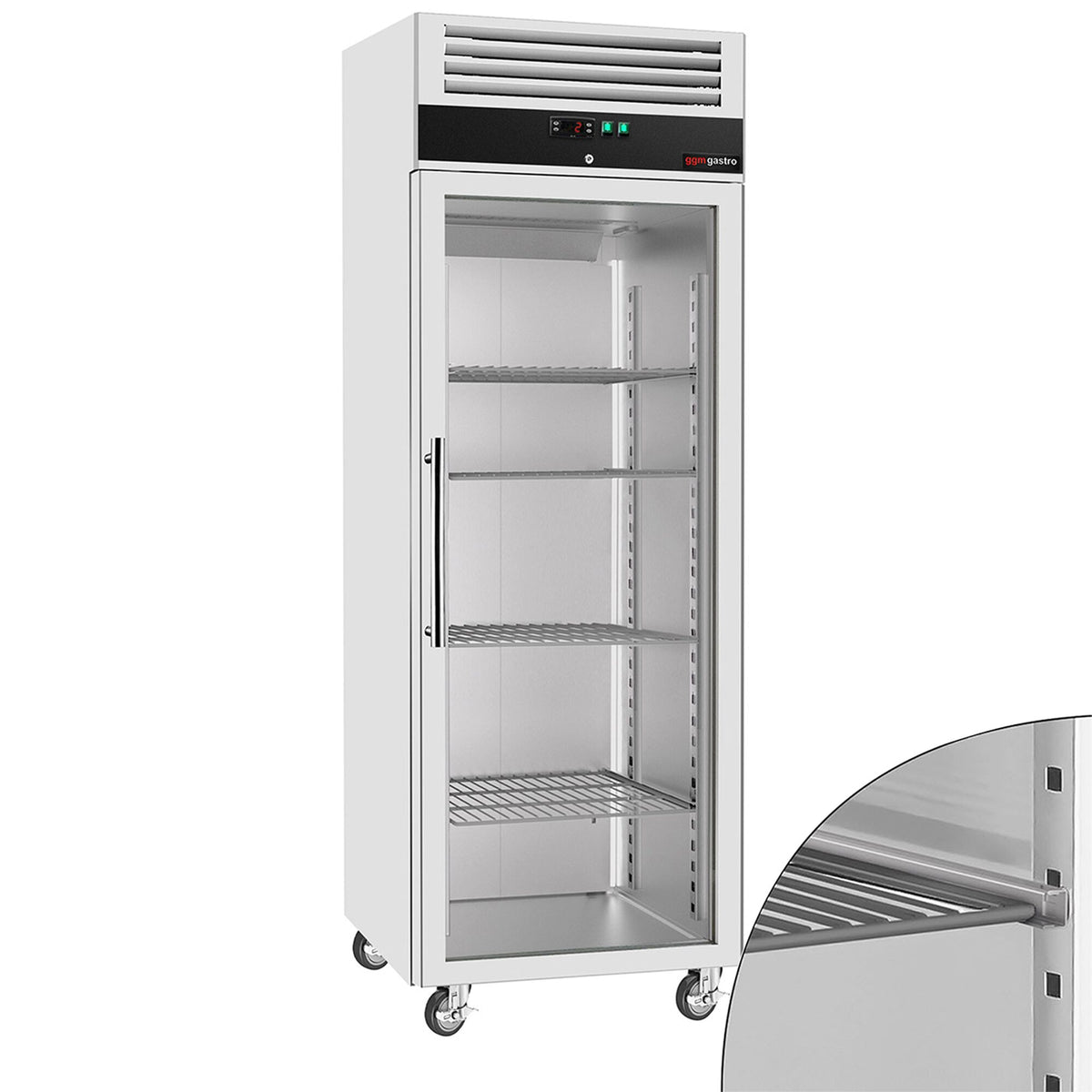 Commercial Upright Fridge Stainless steel ECO - 600L - with 1 glass door