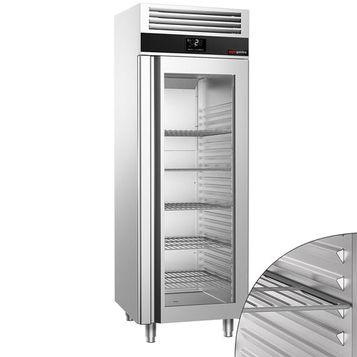 Commercial Glass Door Upright Fridge Stainless steel PREMIUM - GN 1/1 - 700L - with 1 glass door