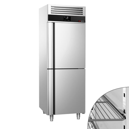Commercial Upright Fridge Stainless steel PREMIUM - GN 2/1 - 700L - with 2 half doors