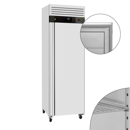 RST-kylmäkaappi ECO - GN 1/1 - 680 mm - 600 l - +0…+8 °C - mitat 1 ovi - digitaalinen termostaatti, automaattinen sulatus, R290, lukittava, 4 pyörää