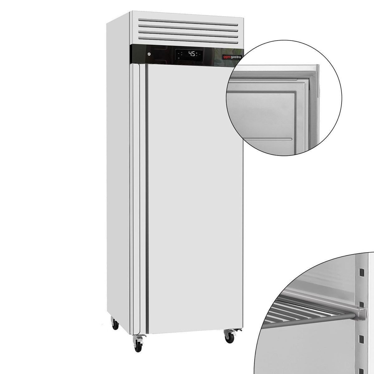 RST-kylmäkaappi ECO - GN 2/1 - 740 mm - 700 l - +0…+8 °C - mitat 1 ovi - digitaalinen termostaatti, automaattinen sulatus, kiertoilmajäähdytys, R290, lukittava, 4 pyörää