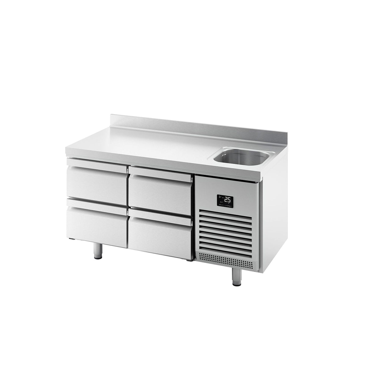 Kylmäpöytä PREMIUM PLUS - 1468x700 mm - 305 l - 1 allasta - 4 laatikkoa - Takakoroke