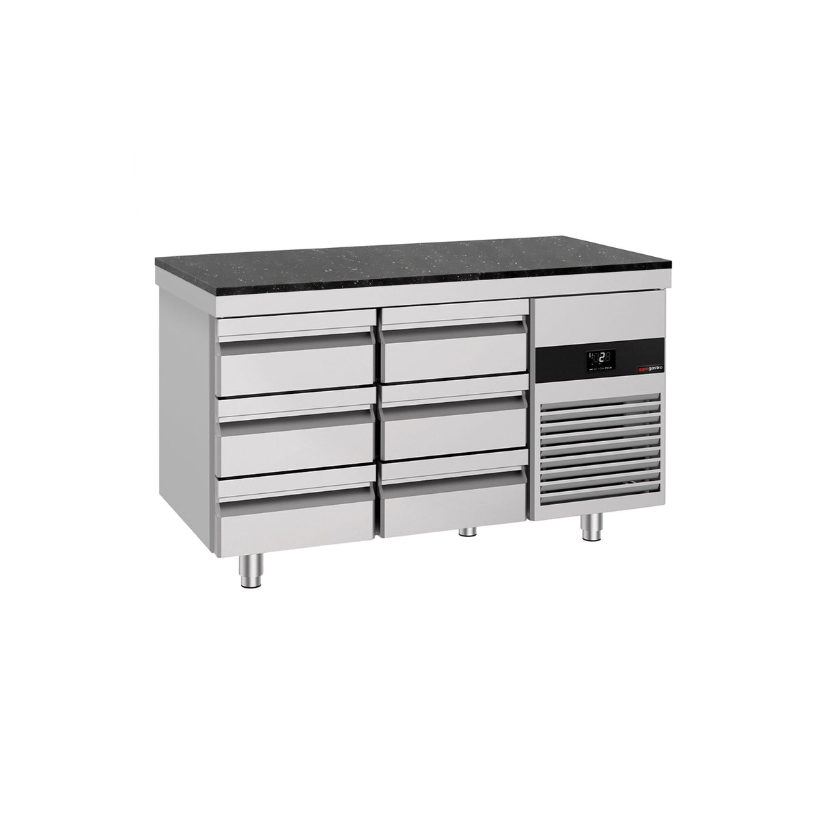 Kylmäpöytä PREMIUM– 1400 x 700 mm – 6 laatikkoa – graniittinen työtaso mukana