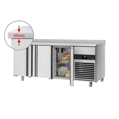 Commercial Counter Fridge PREMIUM - 1860x600mm - with 3 doors - capacity 385 litres - soft-closing system - digital thermostat