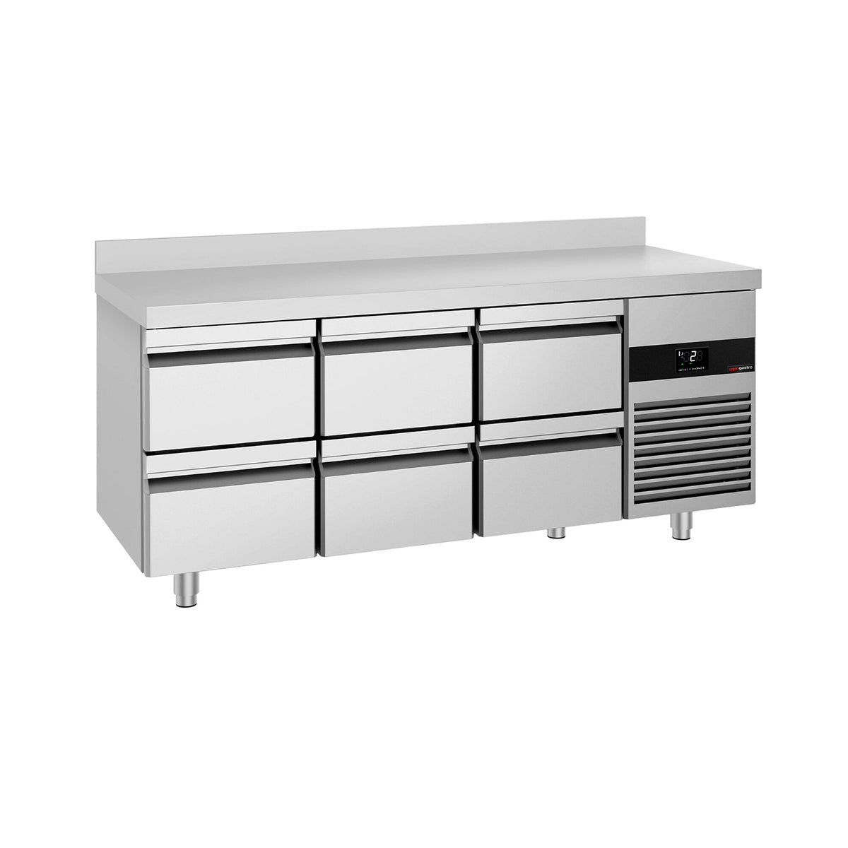 Commercial Counter Fridge PREMIUM - 1865x700mm - with 6 drawers - with upstand - capacity 474 litres