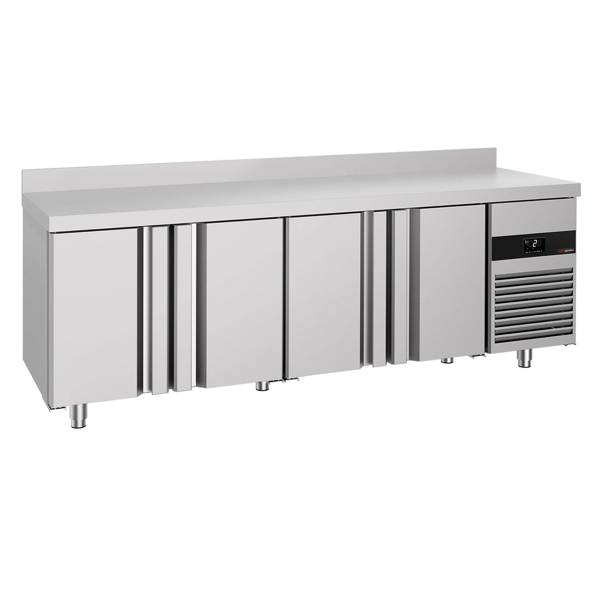 Commercial Counter Fridge PREMIUM - 2330x700mm - with 4 doors - with upstand - capacity 632 litres