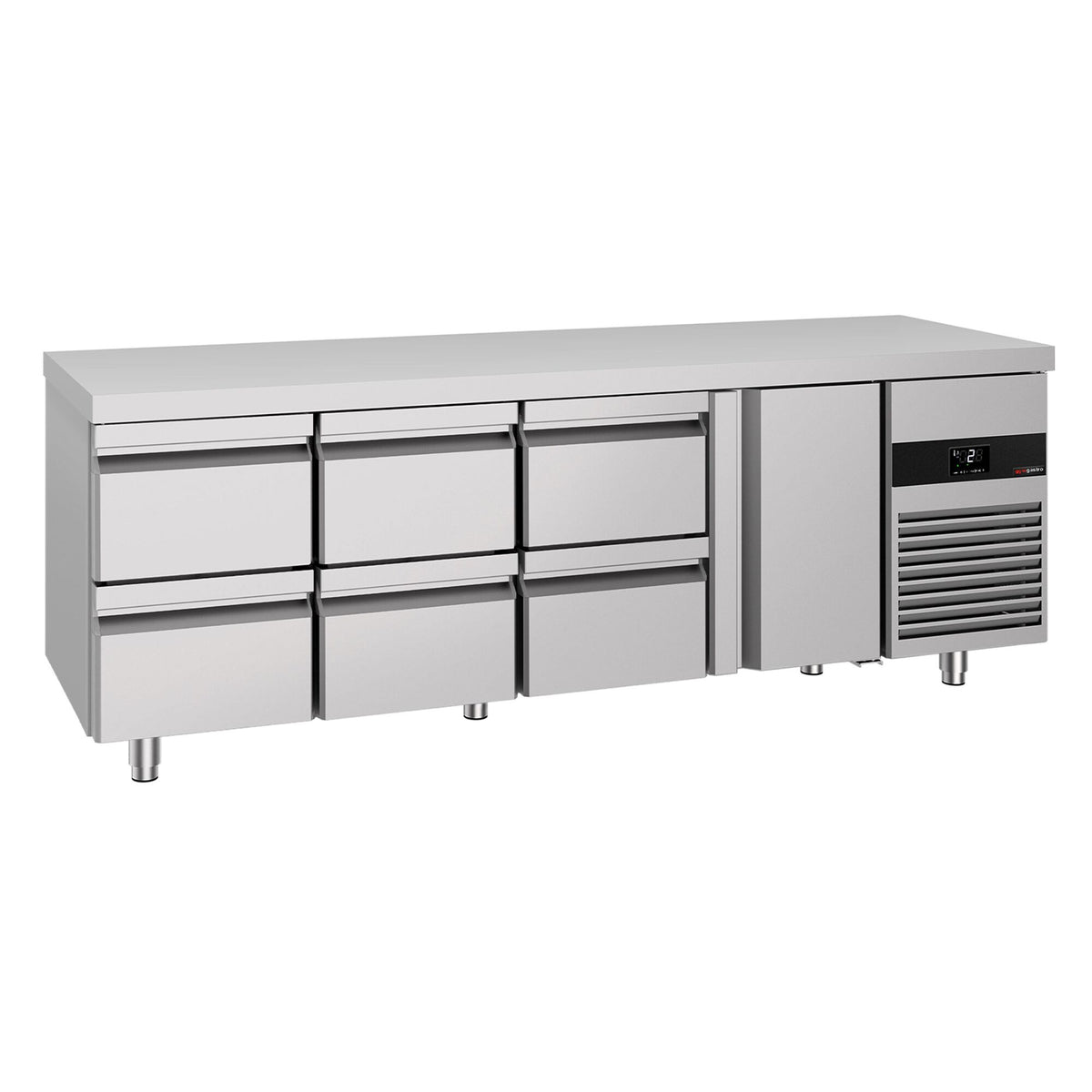 Kylmäpöytä PREMIUM - 2330x700 mm - 632 l - 1 ovea - 6 laatikkoa