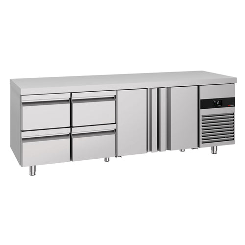 Kylmäpöytä PREMIUM - 2330x700 mm - 632 l - 2 ovea - 4 laatikkoa