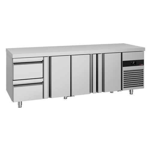 Kylmäpöytä PREMIUM - 2330x700 mm - 632 l - 3 ovea - 2 laatikkoa