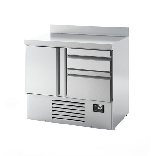 Kylmäpöytä PREMIUM PLUS - 978x700 mm - 230 l - 1 ovea - 2 laatikkoa - Takakoroke