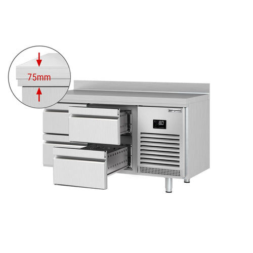 Kylmäpöytä PREMIUM PLUS - 1468x600 mm - 250 l - 4 laatikkoa - Takakoroke