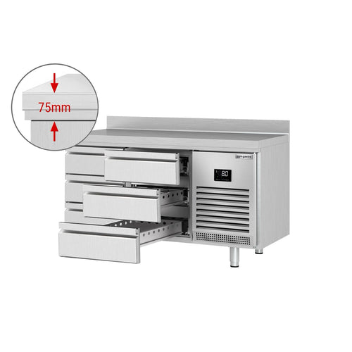 Kylmäpöytä PREMIUM PLUS - 1468x600 mm - 510 l - 6 laatikkoa - Takakoroke