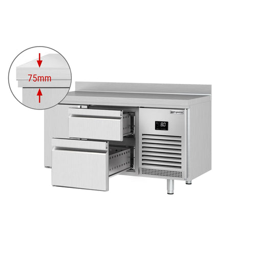 Kylmäpöytä PREMIUM PLUS - 1468x600 mm - 250 l - 1 ovea - 2 laatikkoa - Takakoroke