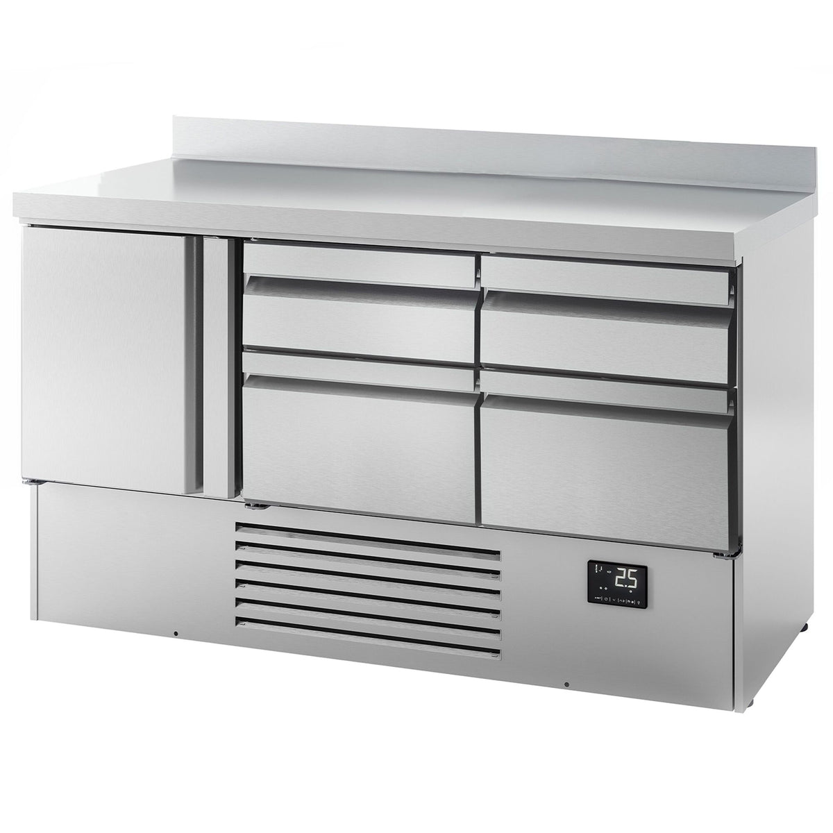 Kylmäpöytä PREMIUM PLUS - 1460x700 mm - 355 l - 1 ovea - 4 laatikkoa - Takakoroke
