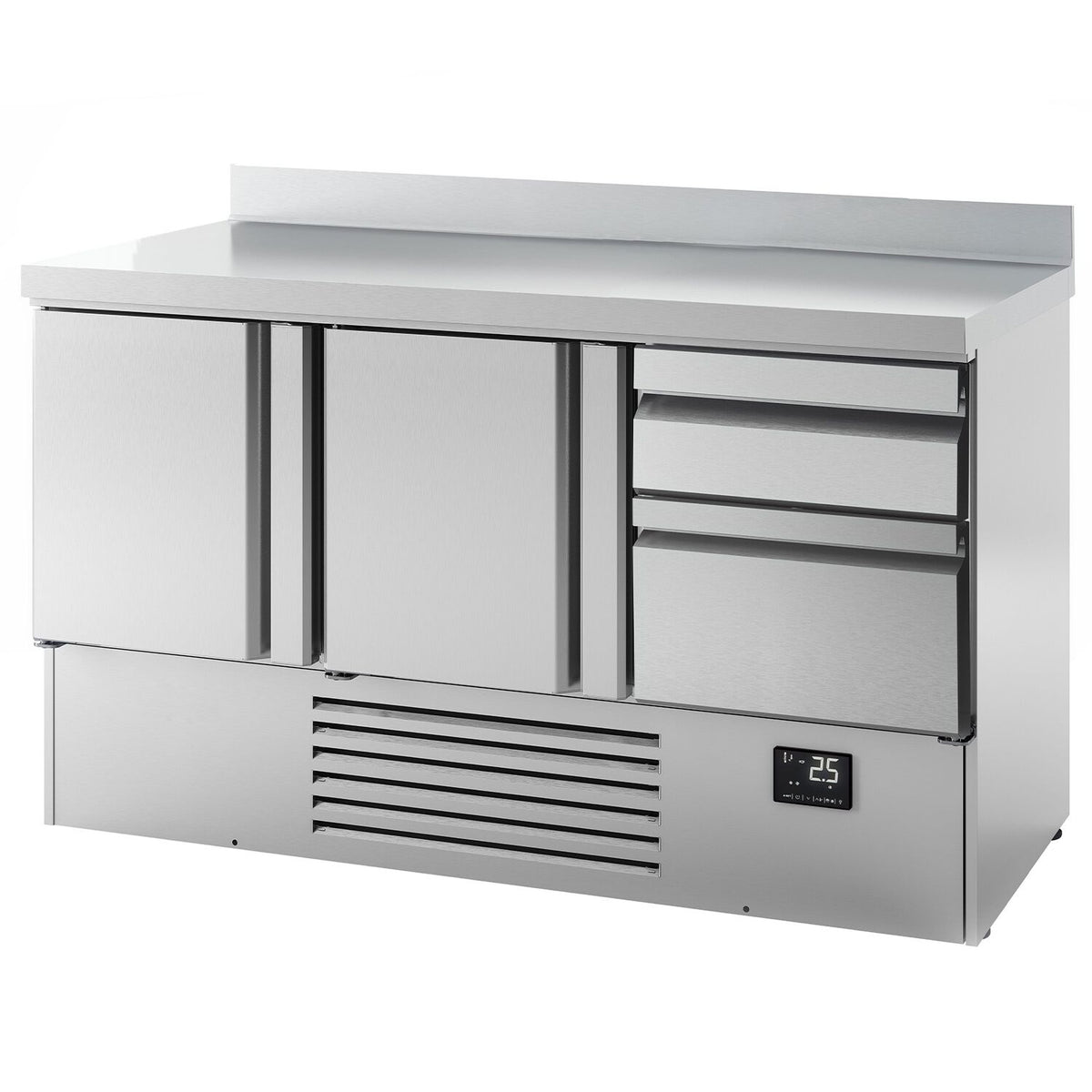 Kylmäpöytä PREMIUM PLUS - 1460x700 mm - 355 l - 2 ovea - 2 laatikkoa - Takakoroke