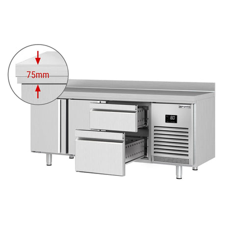 Kylmäpöytä PREMIUM PLUS - 1960x600 mm - 385 l - 2 ovea - 2 laatikkoa - Takakoroke