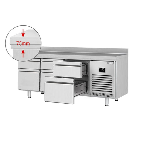 Kylmäpöytä PREMIUM PLUS - 1960x700 mm - 465 l - 6 laatikkoa - Takakoroke