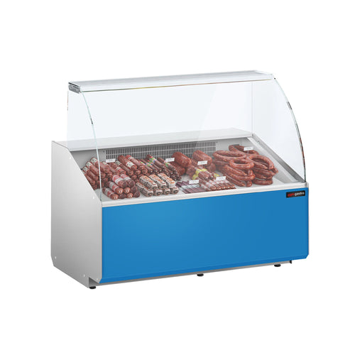 Kylmätiski - 1256x979 mm - 262 l - Etupaneeli hellsininen - 2 ovea - etulasi Suora