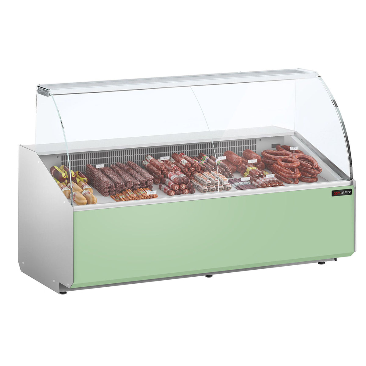 Kylmätiski - 2506x979 mm - 512 l - Väri vaaleanvihreä - etulasi Suora - 4 ovea