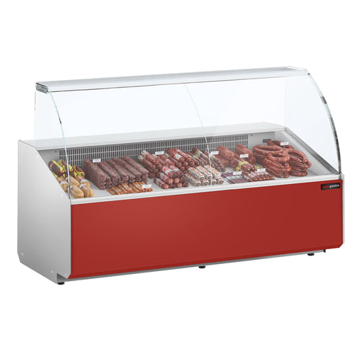 Kylmätiski - 2506x979 mm - 512 l - Väri punainen - 4 ovea - etulasi Suora