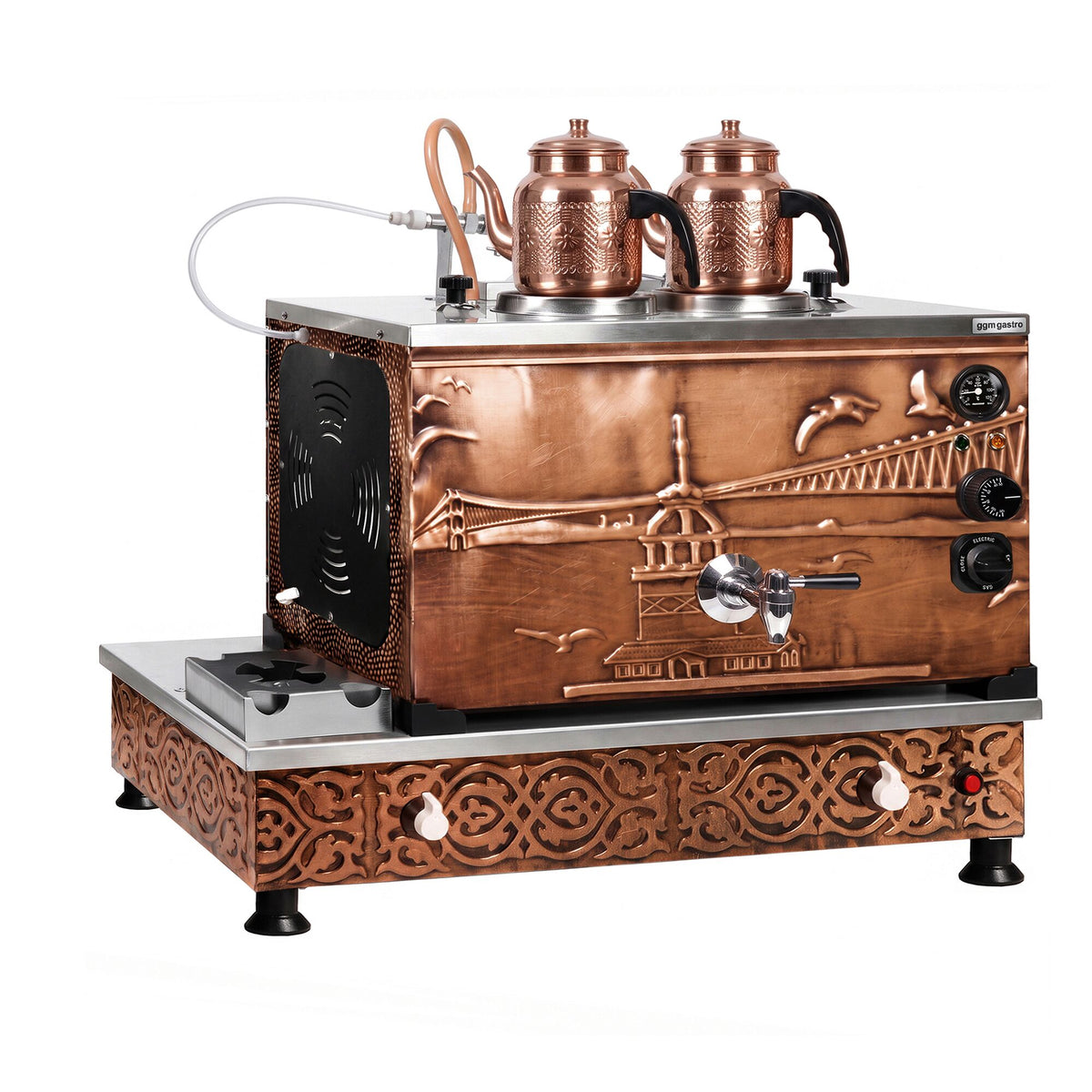 Kaasu- ja sähkökäyttöinen kuparinen teekeitin - 770 mm - 22 l - Istanbul Design