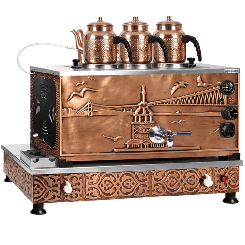 Kaasu- ja sähkökäyttöinen kuparinen teekeitin - 870 mm - 33 l - Istanbul Design