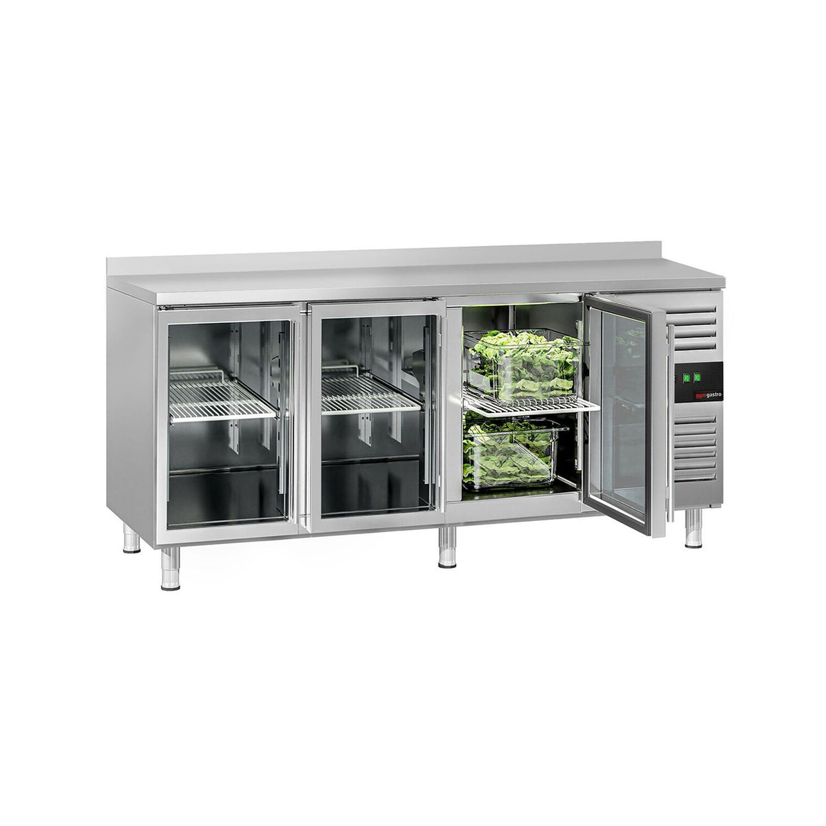 Kylmäpöytä ECO - 1800x700 mm - 417 l - 3 lasiovea - Takakoroke