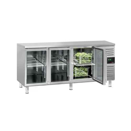 Kylmäpöytä ECO - 1800x700 mm - 417 l - 3 lasiovea