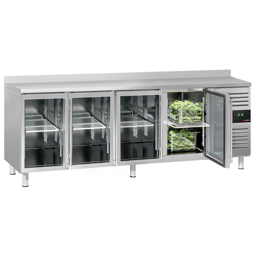 Kylmäpöytä ECO - 2230x700 mm - 553 l - 4 lasiovea - Takakoroke