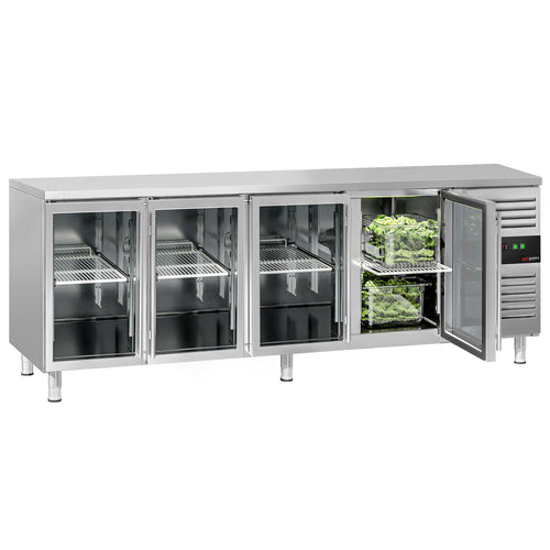 Kylmäpöytä ECO - 2230x700 mm - 553 l - 4 lasiovea