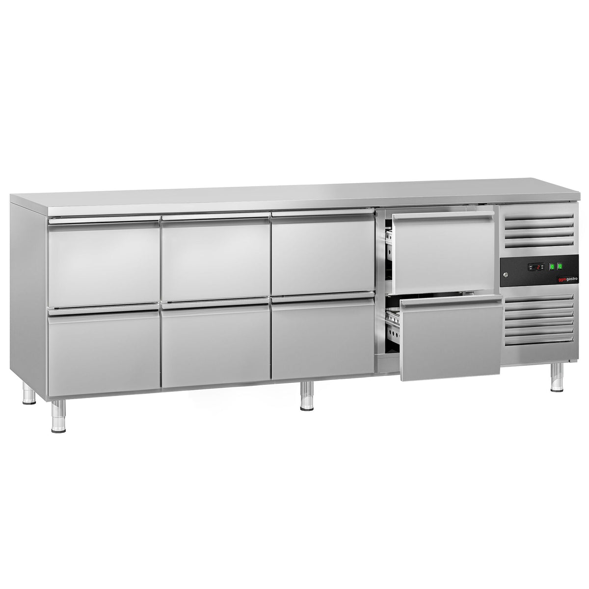 Commercial Counter Fridge ECO - 2230x700mm - with 8 drawers - capacity 553 litres