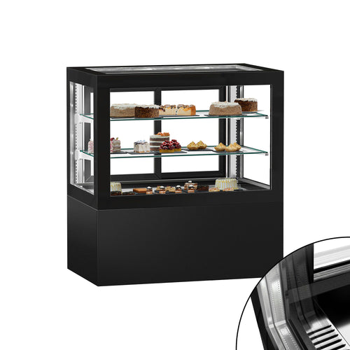 Kakkuvitriini Jakob - 570 l - 1210 mm - kaksinkertainen lasi - 2 hyllyä - liukuovet - musta