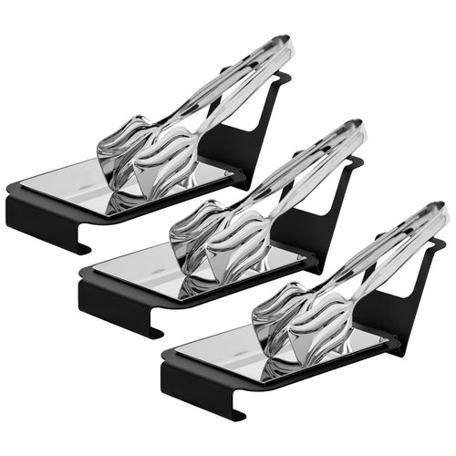 (3 pcs) Spoon Rest - Rectangular - Black - Stainless Steel