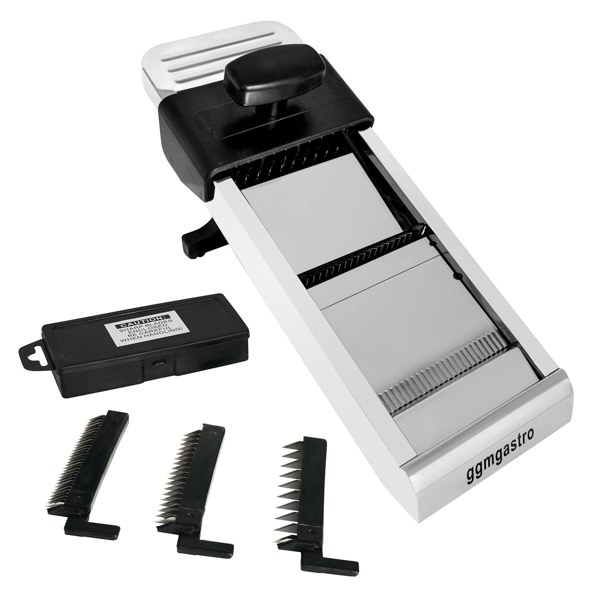 Mandoline Slicer - with 3 Attachments & Ripple‑Cut Blade - Stainless Steel