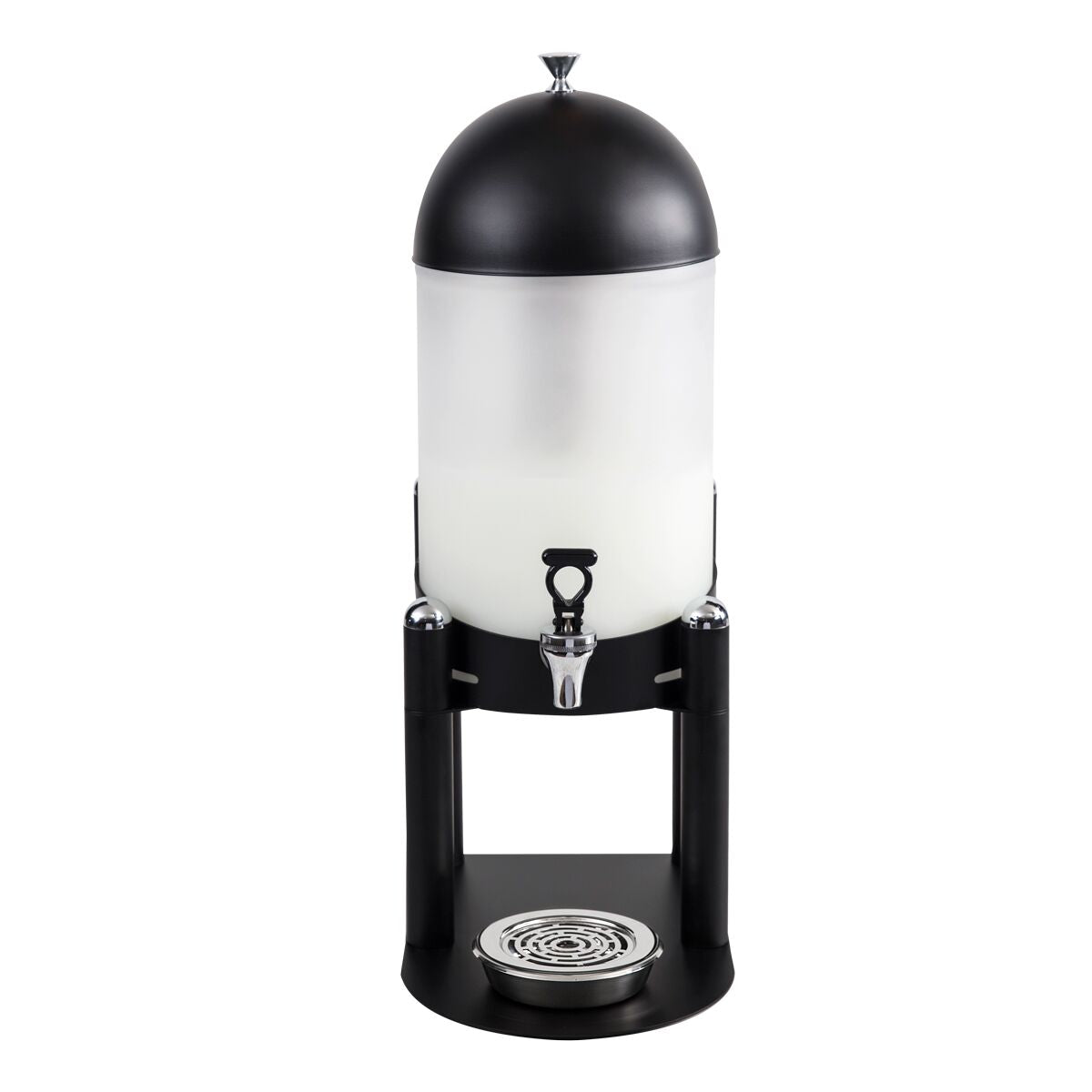 Commercial Juice Dispenser - polycarbonate container with lid on stainless-steel base - 7 Litres - Black