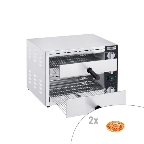 Sähköinen minipizzauuni - 486x358 mm - 2 x Ø 33 cm - enintään 300 °C - Manuaalinen