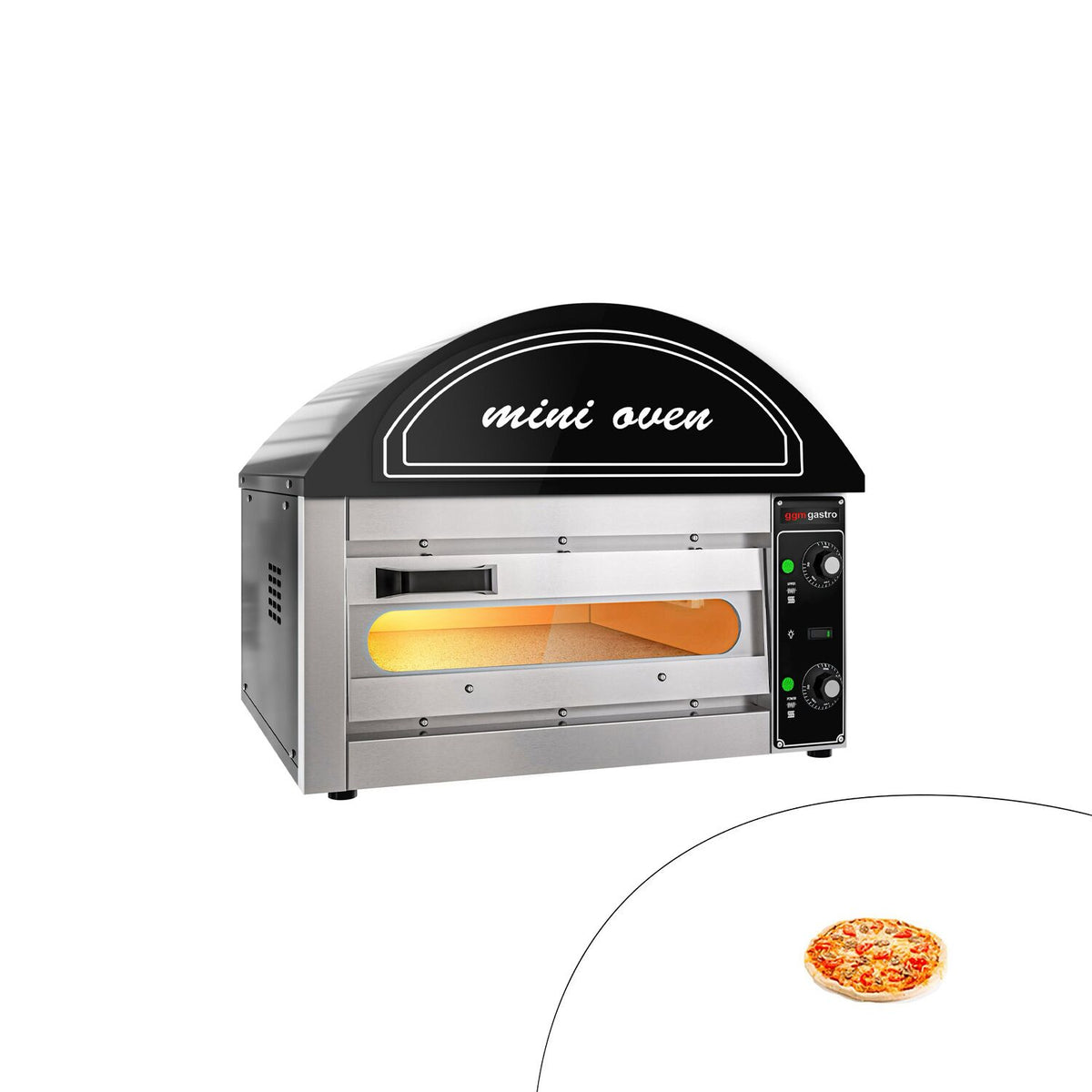Electric Deck Pizza Oven - Single Deck - 1 - Ø 34cm (13") - 230V Single Phase - Mechanical Controls - Black - up to 280°C
