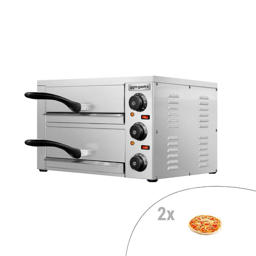 Electric Pizza Oven - Double Deck - 1+1 - Ø 33cm (13") - 230V Single Phase - Mechanical Controls - up to 300°C